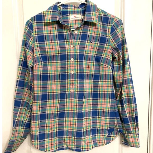 Women's Vineyard Vines 3/4 Button Down Plaid Shirt - Picture 1 of 5
